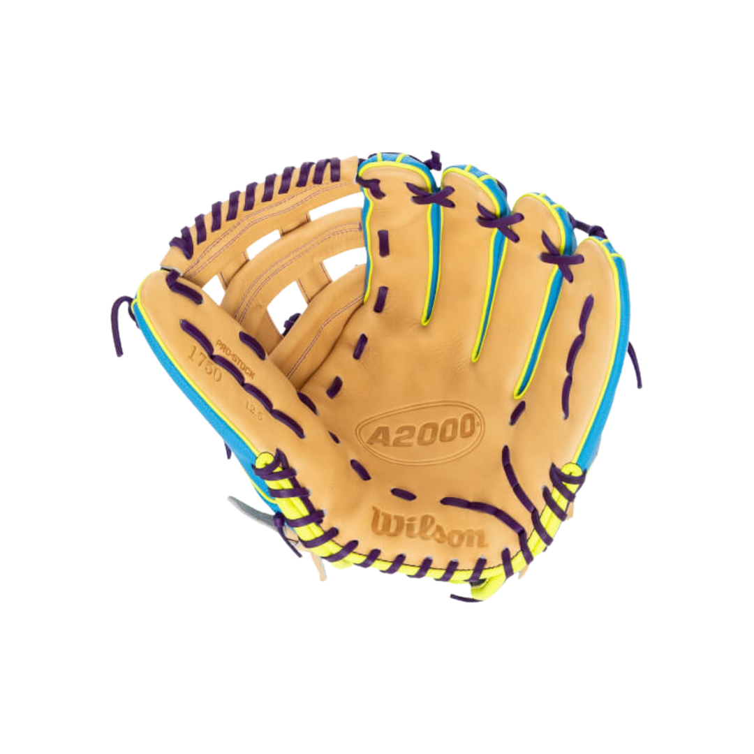 Image of Wilson A2000 1750 OF Glove 12.5'' (Blue/Blonde/Purple)