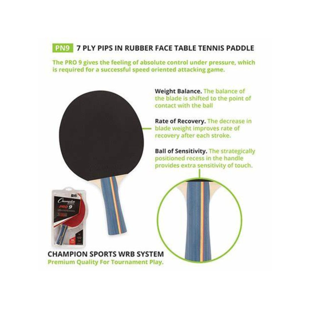 Champion Sports 7 Ply Pips In Rubber Face Table Tennis Paddle - Deportes Salvador Colom