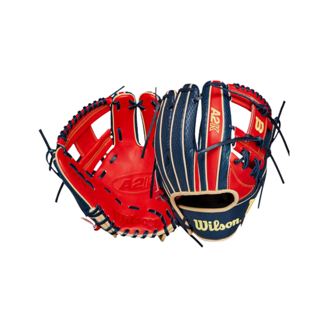 Wilson Ozzie Albies A2K OA1 GM 11.5” Infield Glove (Navy/Scarlet) - Deportes Salvador Colom