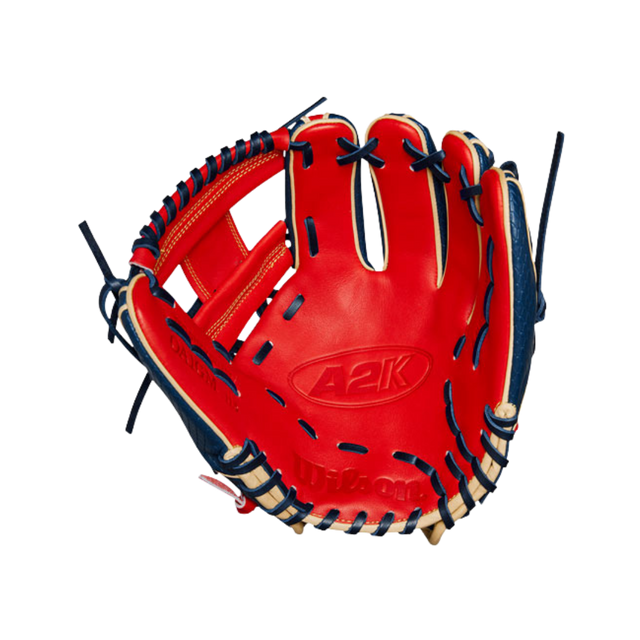 Wilson Ozzie Albies A2K OA1 GM 11.5” Infield Glove (Navy/Scarlet) - Deportes Salvador Colom