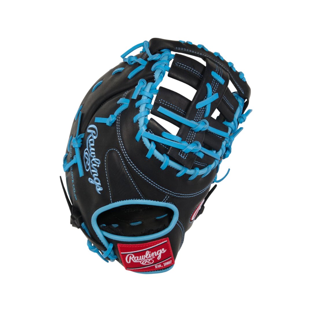Rawlings R9 Series First Base Mitt Left Hand Thrower 13'' (Black/Columbia Blue)