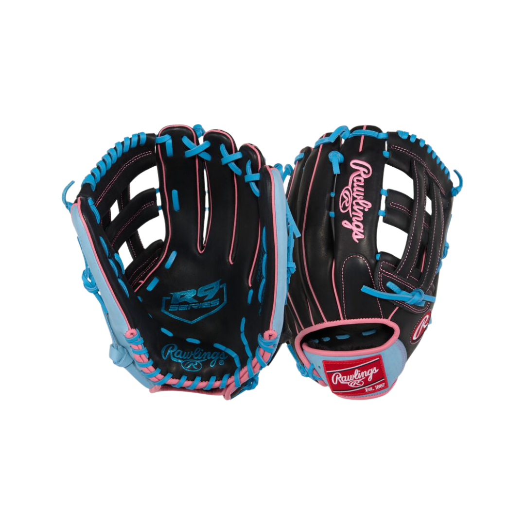 Rawlings R9 Series Left Hand Thrower Glove 12.75'' (Black/CB/Pink)