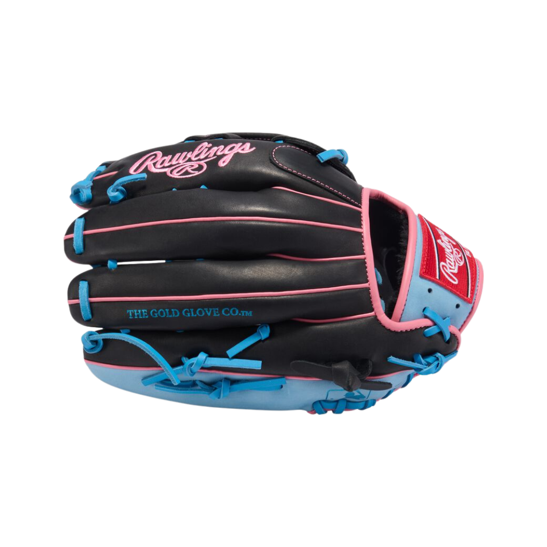 Image of Rawlings R9 Series Left Hand Thrower Glove 12.75'' (Black/CB/Pink)