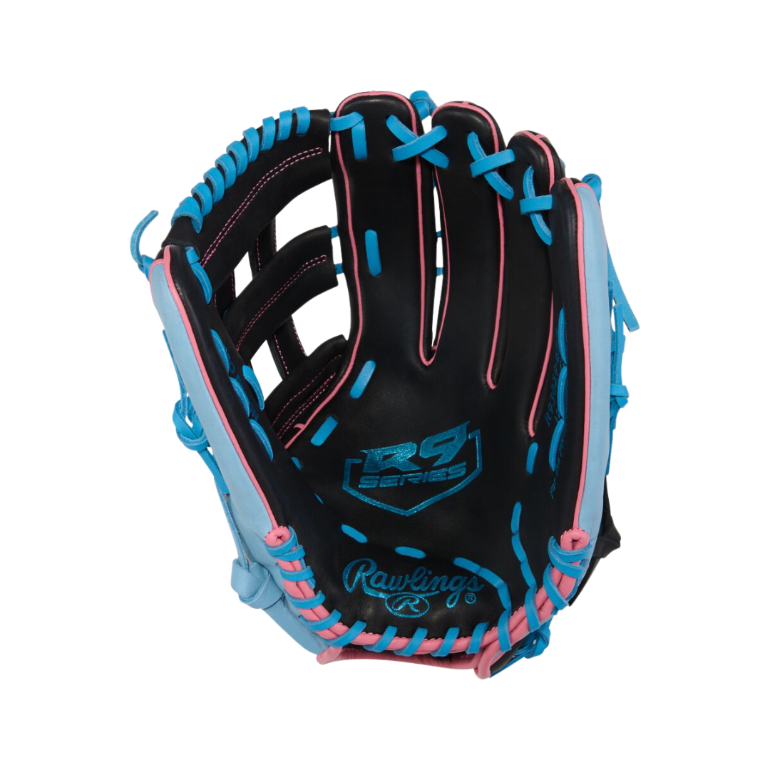 Image of Rawlings R9 Series Left Hand Thrower Glove 12.75'' (Black/CB/Pink)