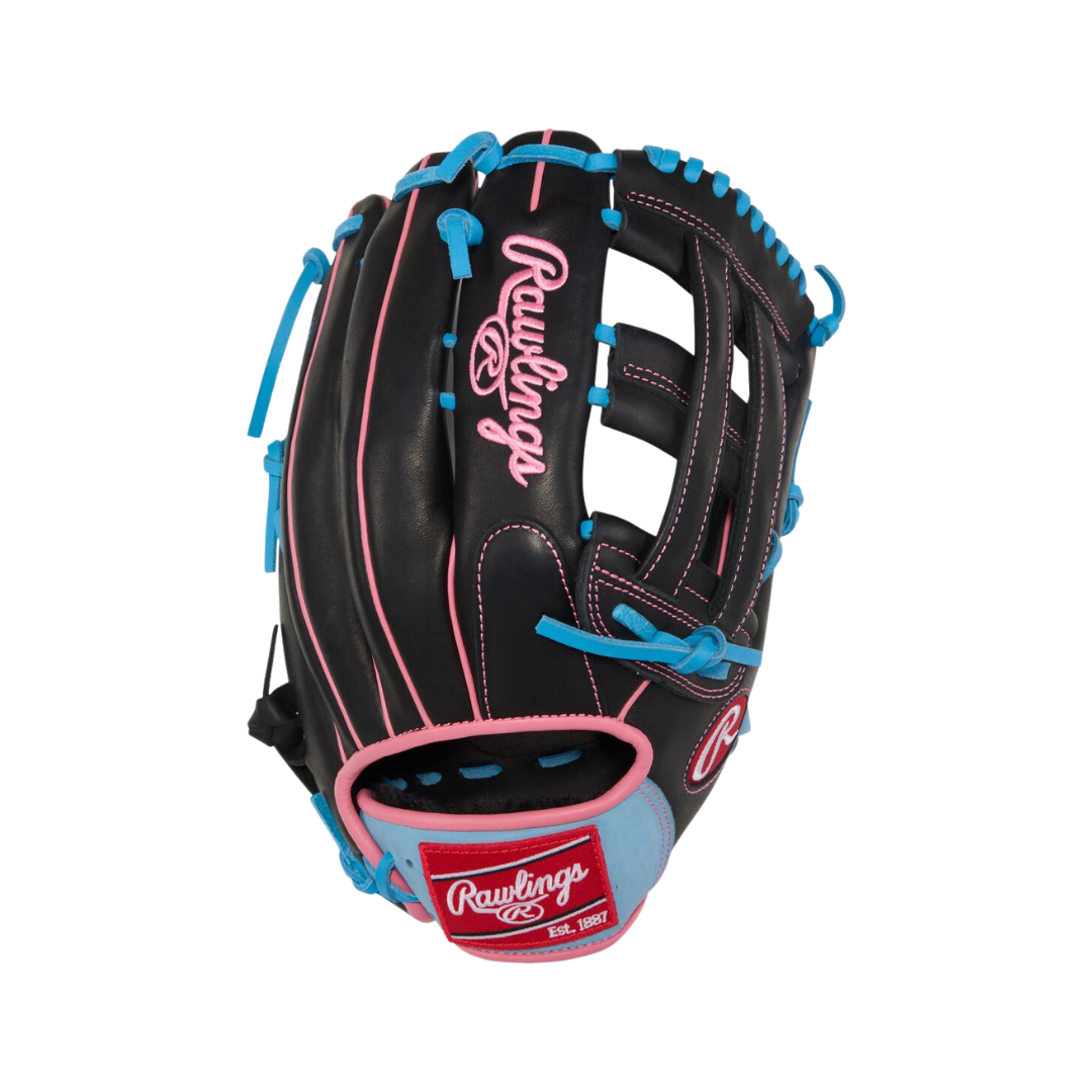 Rawlings R9 Series Left Hand Thrower Glove 12.75'' (Black/CB/Pink)