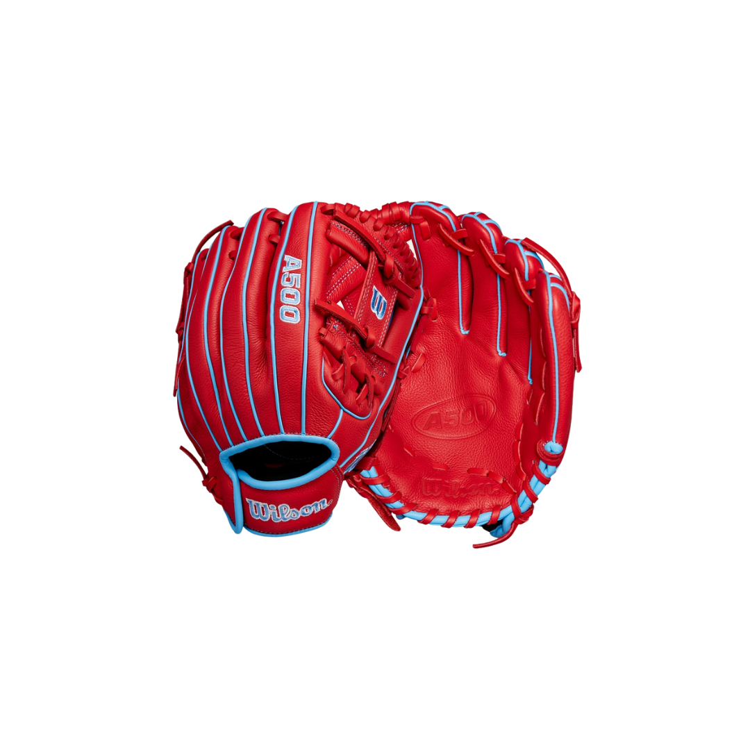 Wilson A500 Left Hand Thrower Glove 11.5'' (Red/Columbia Blue)