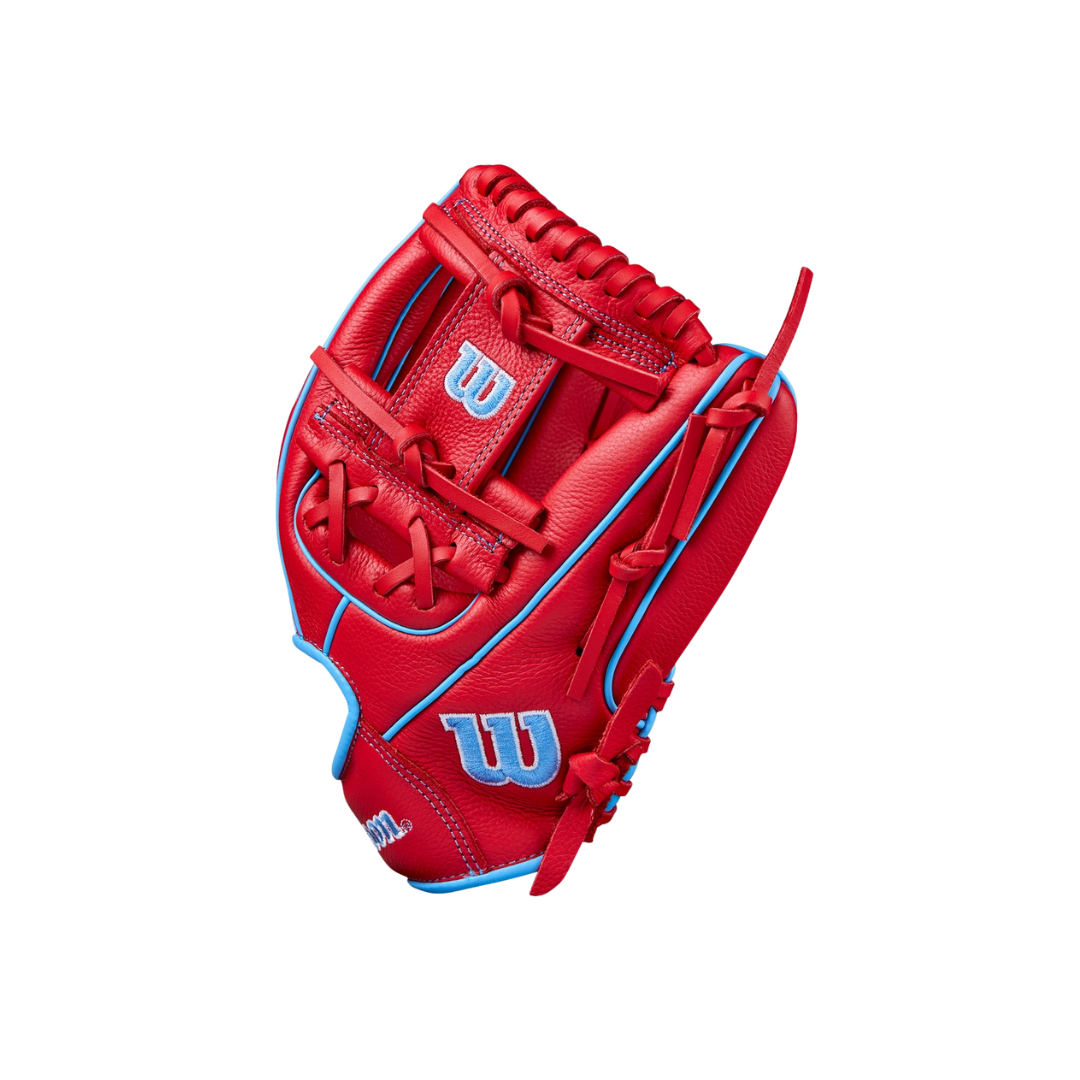 Image of Wilson A500 Left Hand Thrower Glove 11.5'' (Red/Columbia Blue)