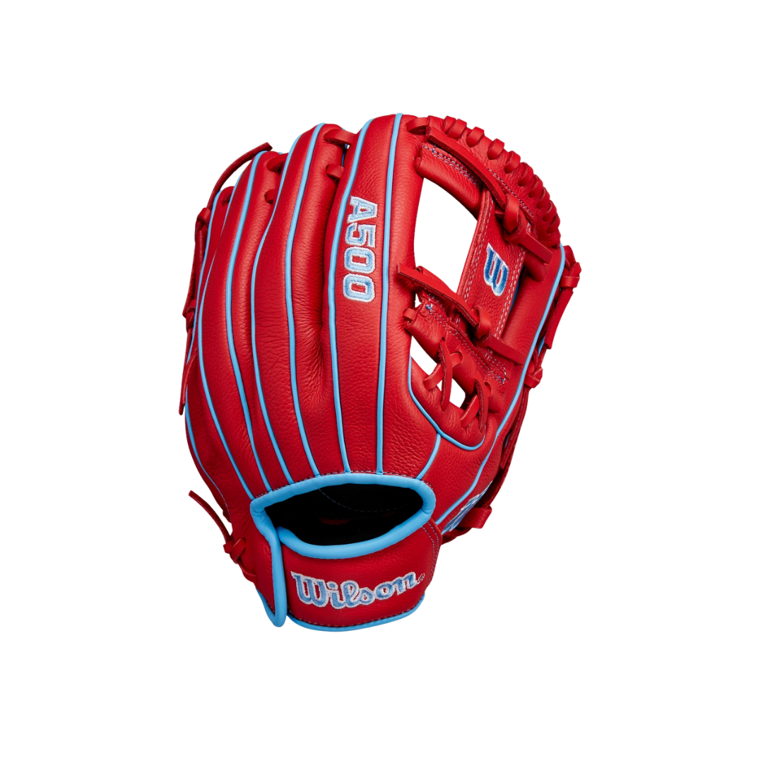 Wilson A500 Left Hand Thrower Glove 11.5'' (Red/Columbia Blue)