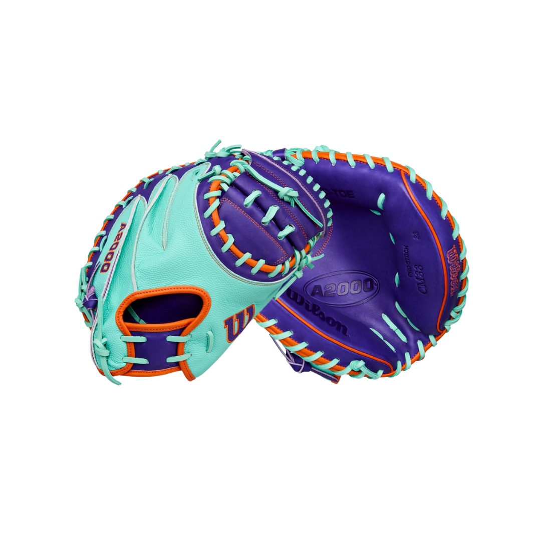 Image of Wilson A2000 CM33 Catcher's Mitt 33'' (Teal/Purple)