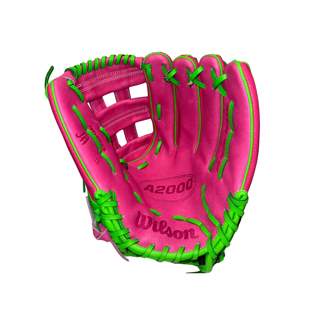 Wilson A2000 Jose Ramirez GM Infield Glove 12" 2026 (Pink/Green)