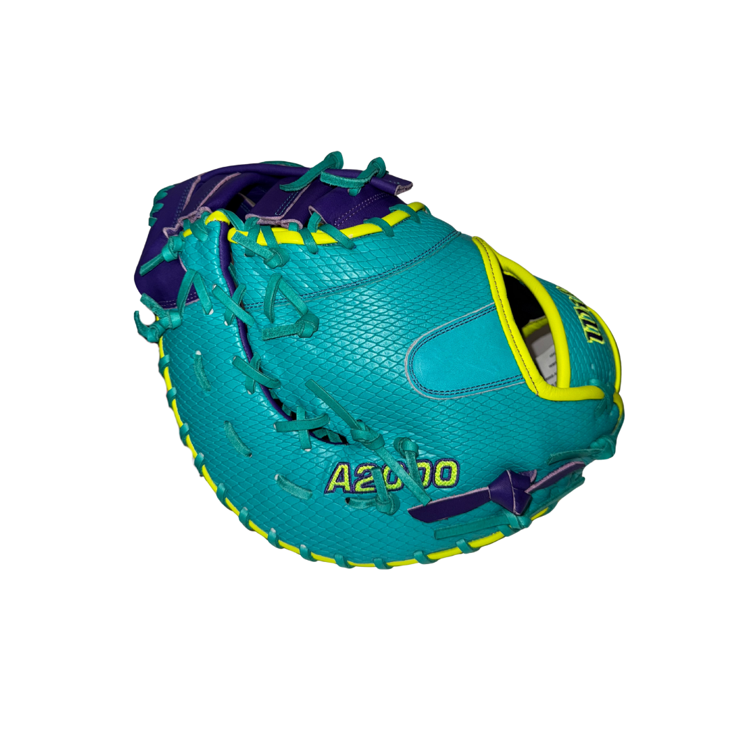 Image of Wilson A2000 1612 First Base Mitt 12'' (Teal/Purple)