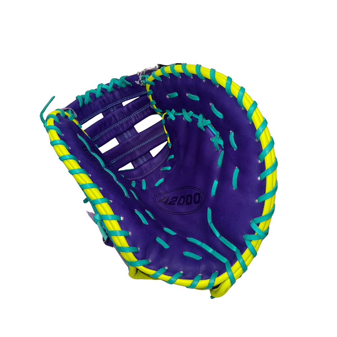 Image of Wilson A2000 1612 First Base Mitt 12'' (Teal/Purple)