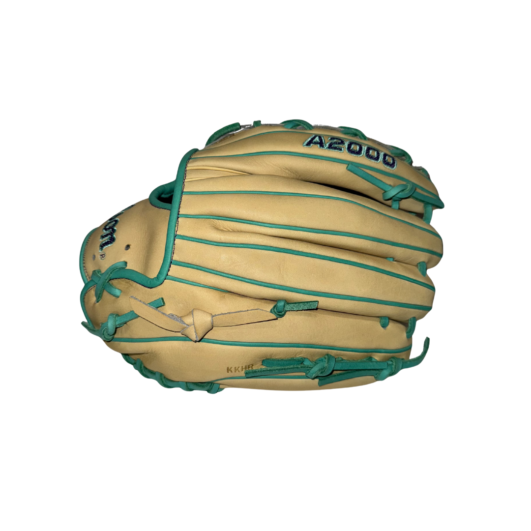 Wilson A2000 DH12 Pitcher Glove 12" 2026 Left Hand Thrower (Blonde/Teal/Purple)