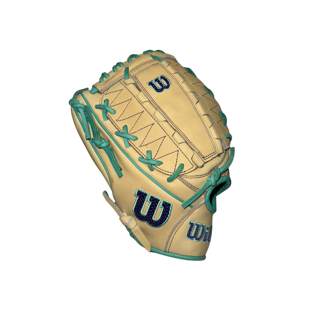 Wilson A2000 DH12 Pitcher Glove 12" 2026 Left Hand Thrower (Blonde/Teal/Purple)