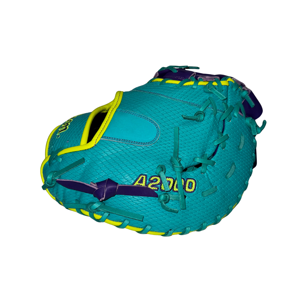 Wilson A2000 1612 First Base Mitt Left Hand Thrower 12'' (Teal/Purple)