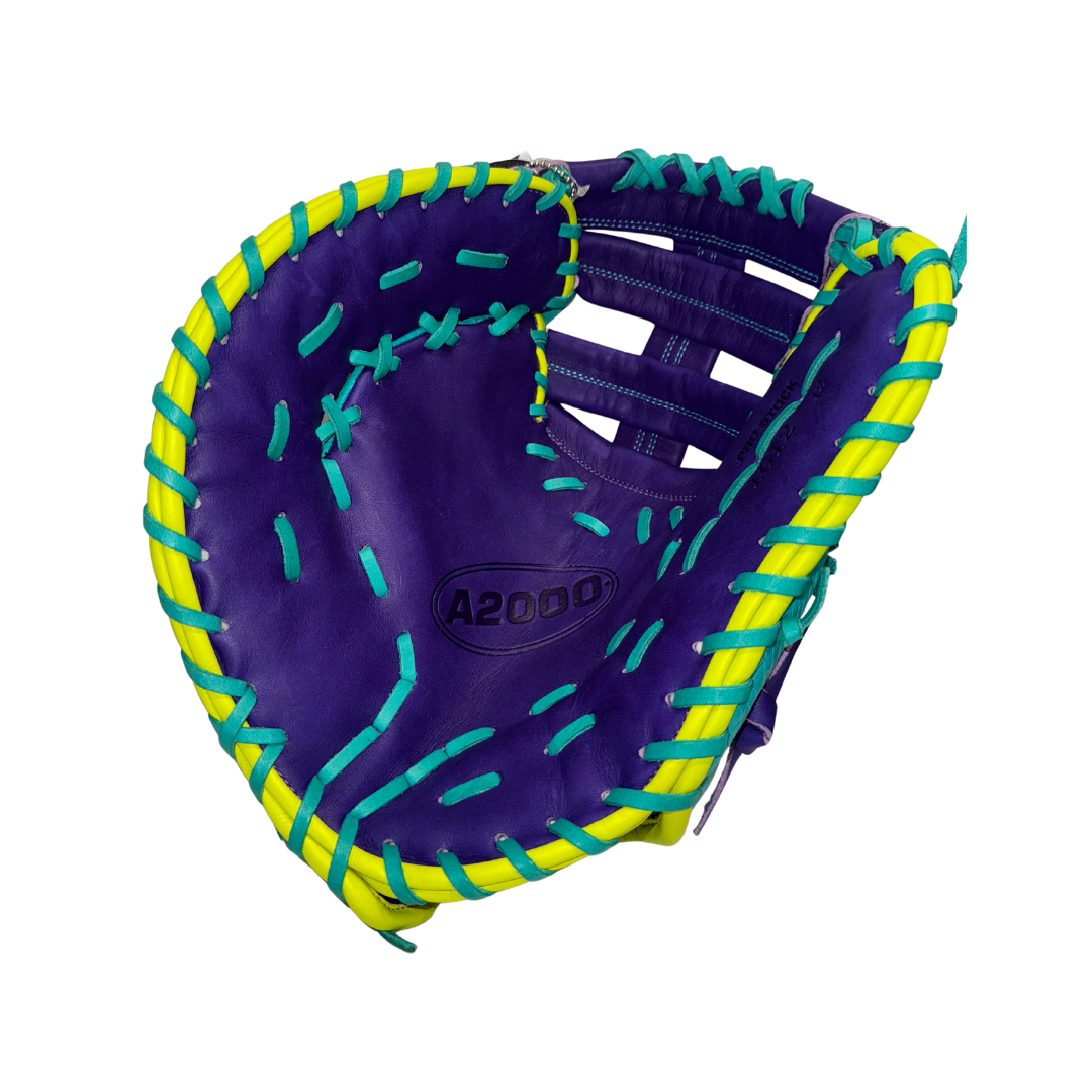 Wilson A2000 1612 First Base Mitt Left Hand Thrower 12'' (Teal/Purple)