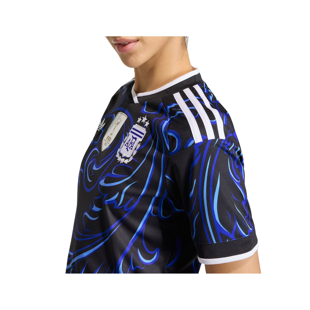 Image of Adidas Woman's Argentina '26 Away Cropped Jersey (Black/Blue)