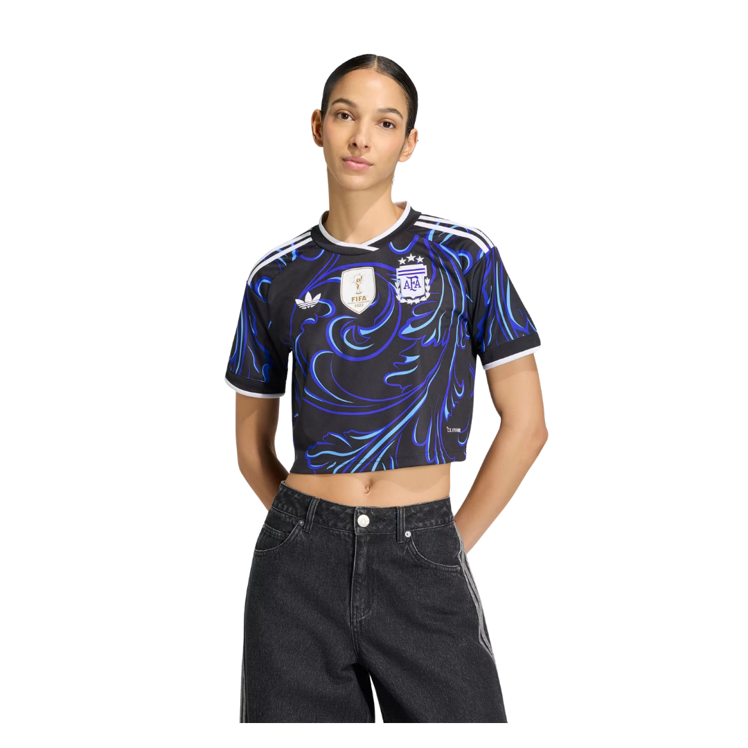 Image of Adidas Woman's Argentina '26 Away Cropped Jersey (Black/Blue)