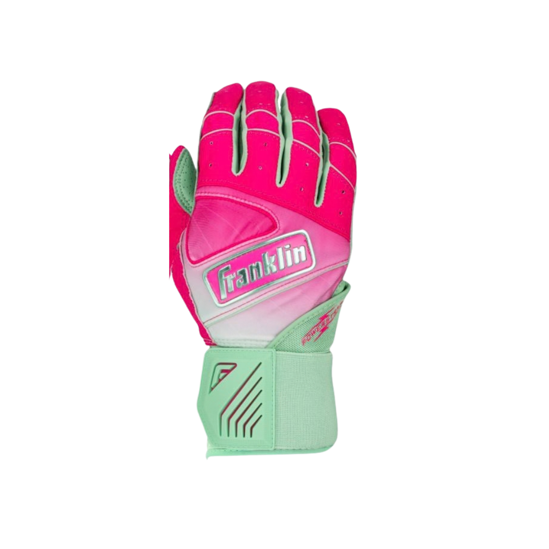 Franklin Adults Powerstrap Infinite Fusion Batting Gloves (Pink/ Mint)