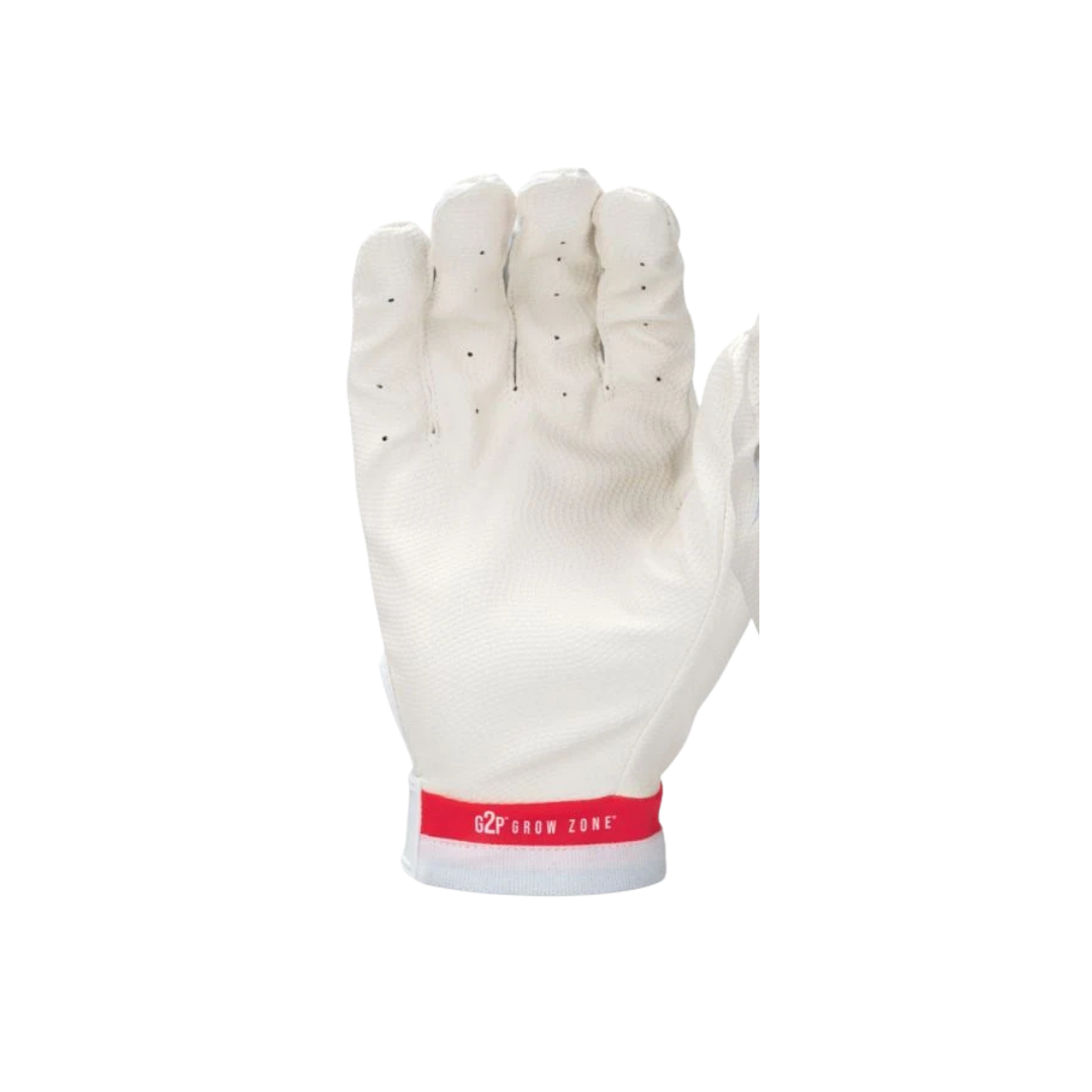 Franklin MLB Grow to Pro T-ball Batting Gloves (White/Scarlet/Royal)