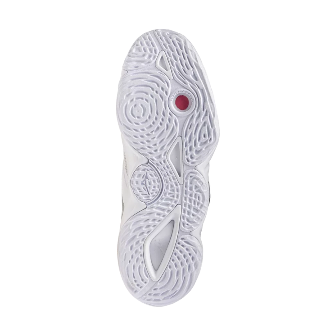 Mizuno Unisex Wave Momentum 4 Elite MID (White/ Silve)
