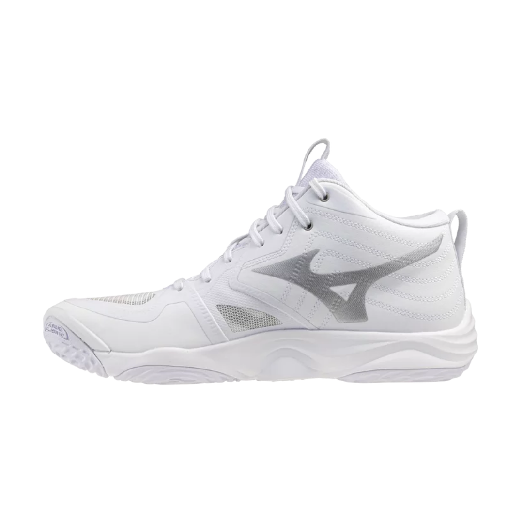 Image of Mizuno Unisex Wave Momentum 4 Elite MID (White/ Silve)