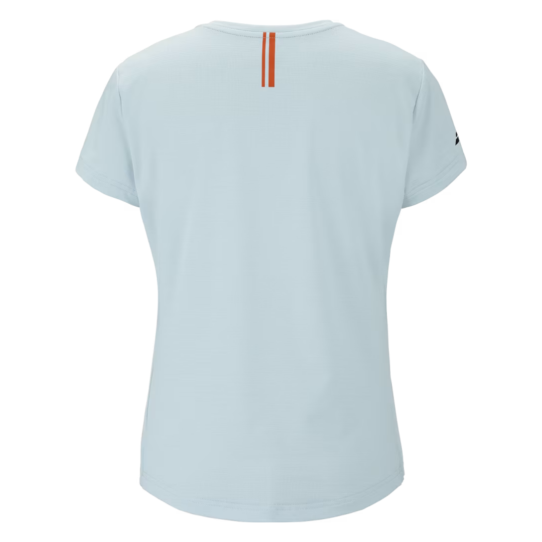 Image of Babolat Woman's Play Cap Sleeve Top (Light Blue/Orange)