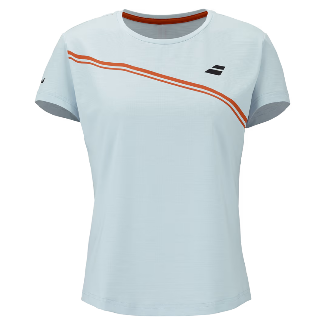 Image of Babolat Woman's Play Cap Sleeve Top (Light Blue/Orange)
