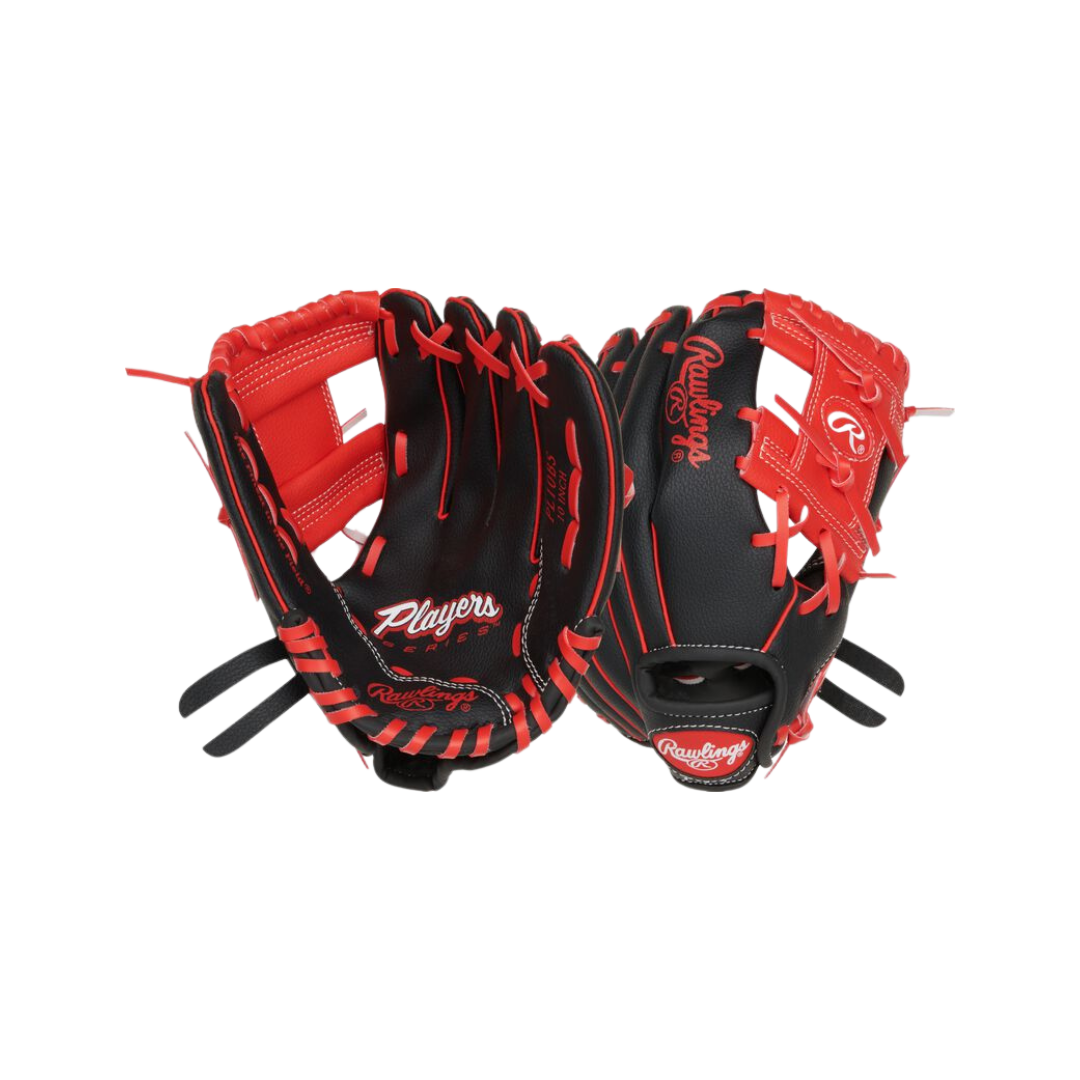 Image of Rawlings Player's Series Left Hand Thrower Glove 10'' (Black/Red)