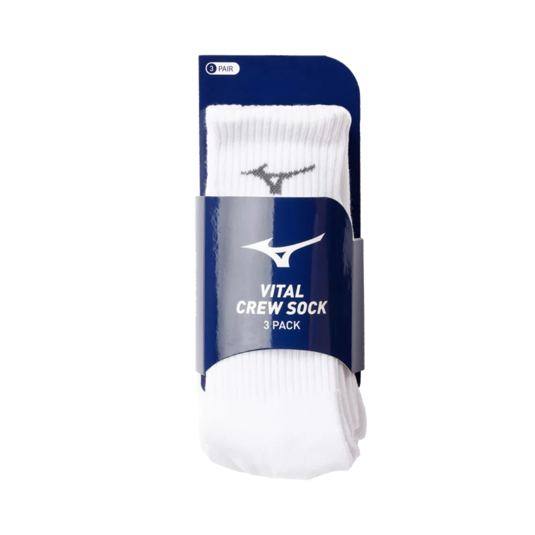 Mizuno Vital Crew Socks 3PK XL (White)