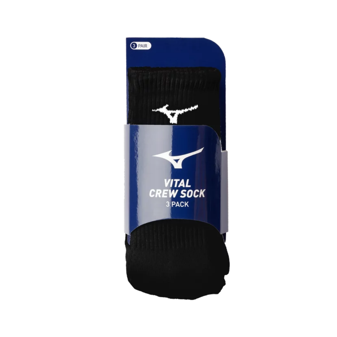 Mizuno Vital Crew Socks 3PK XL (Black)