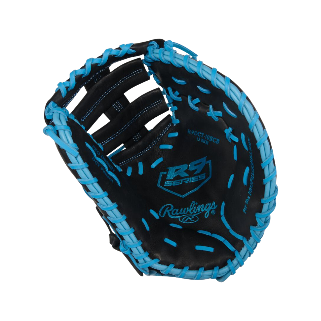 Image of Rawlings R9 Series First Base Mitt 13'' (Black/Columbia Blue)