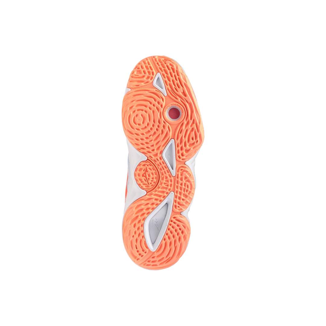Image of Mizuno Women's Wave Momentum Elite (Light Blue/ Orange)