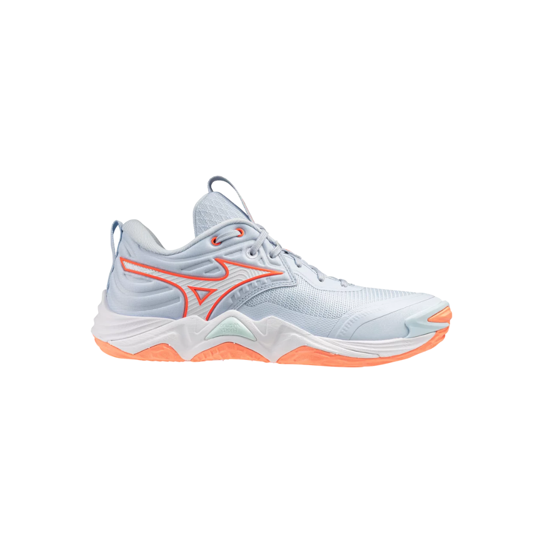 Image of Mizuno Women's Wave Momentum Elite (Light Blue/ Orange)