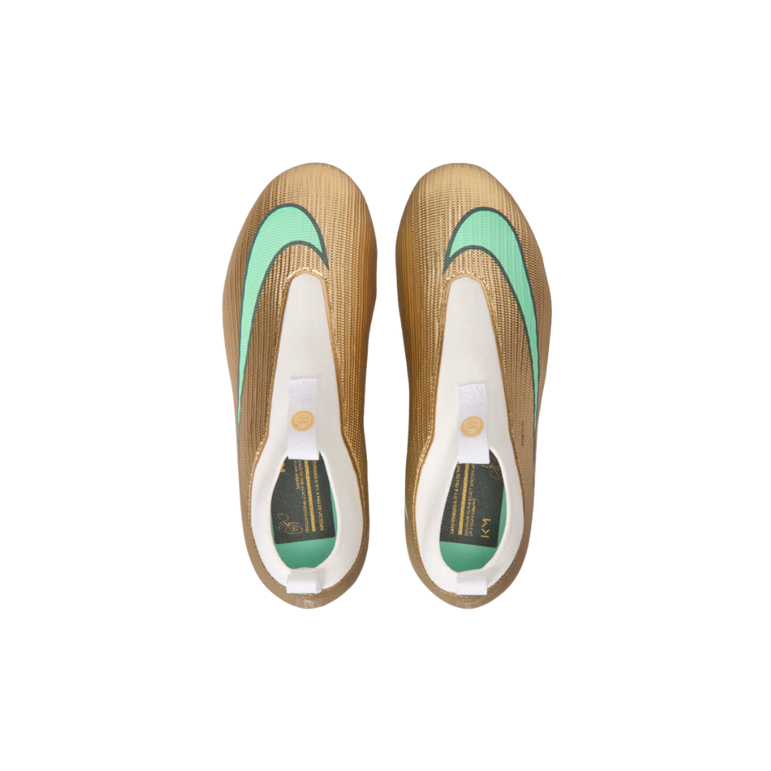 Image of Nike Jr. Mercurial Superfly 11 Academy 'Kylian Mbappé' FG/MG (Gold/Turquoise)