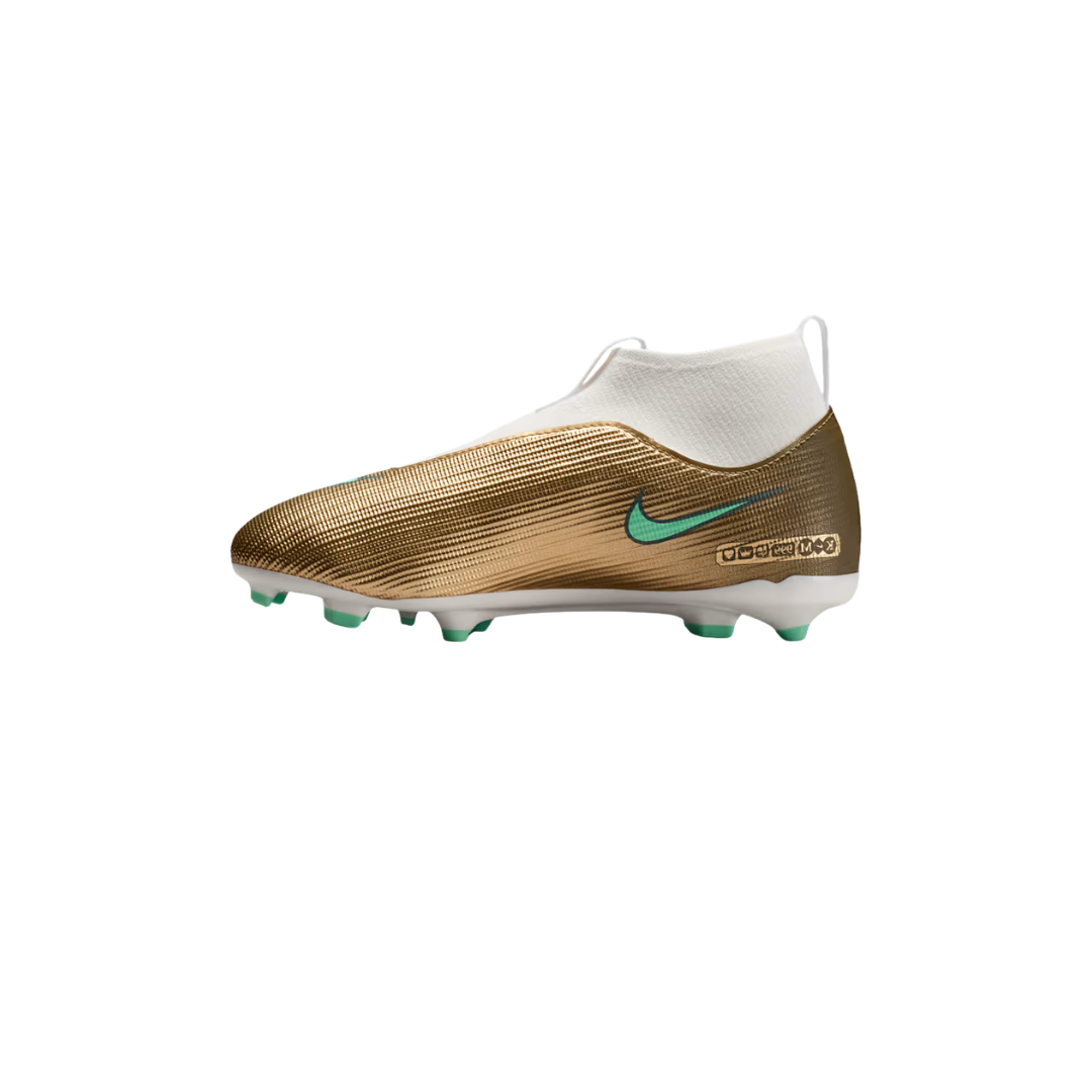 Image of Nike Jr. Mercurial Superfly 11 Academy 'Kylian Mbappé' FG/MG (Gold/Turquoise)