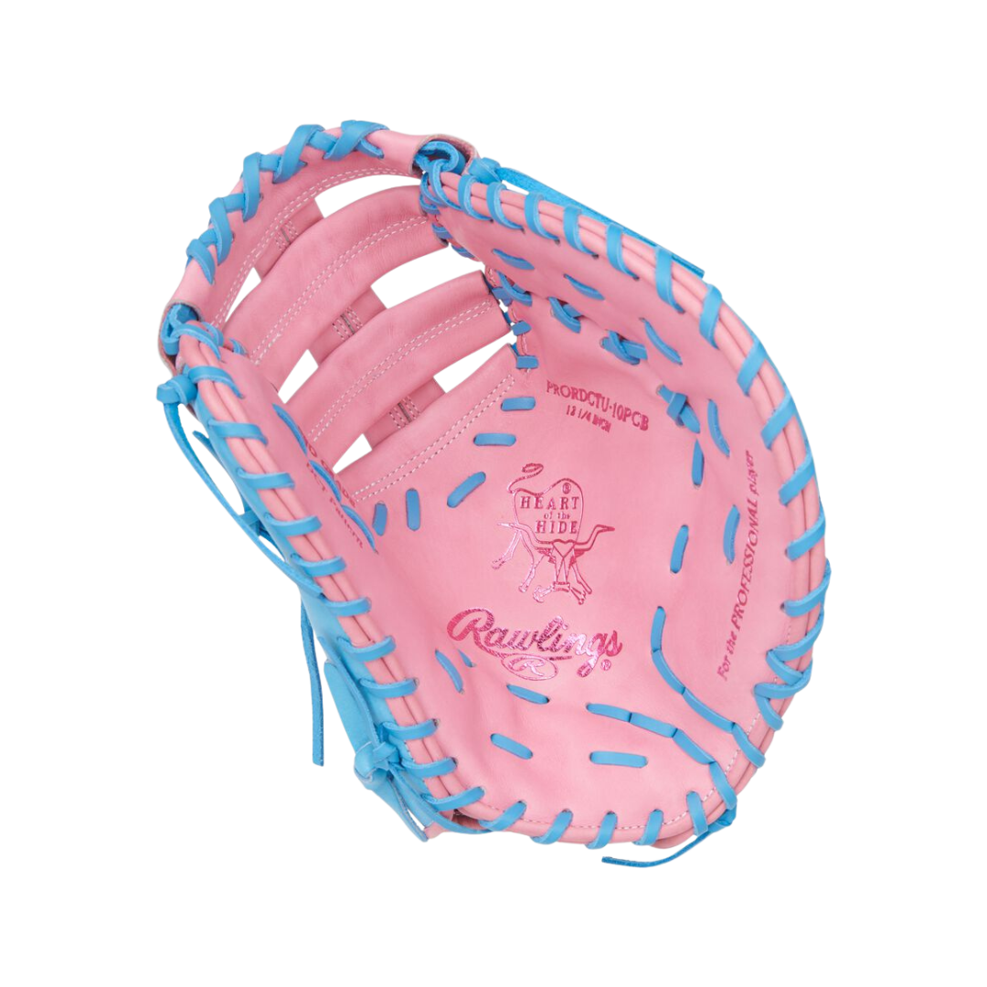 Image of Rawlings HOH Left Hand Thrower First Base Mitt 12.25''(Columbia Blue/Pink)