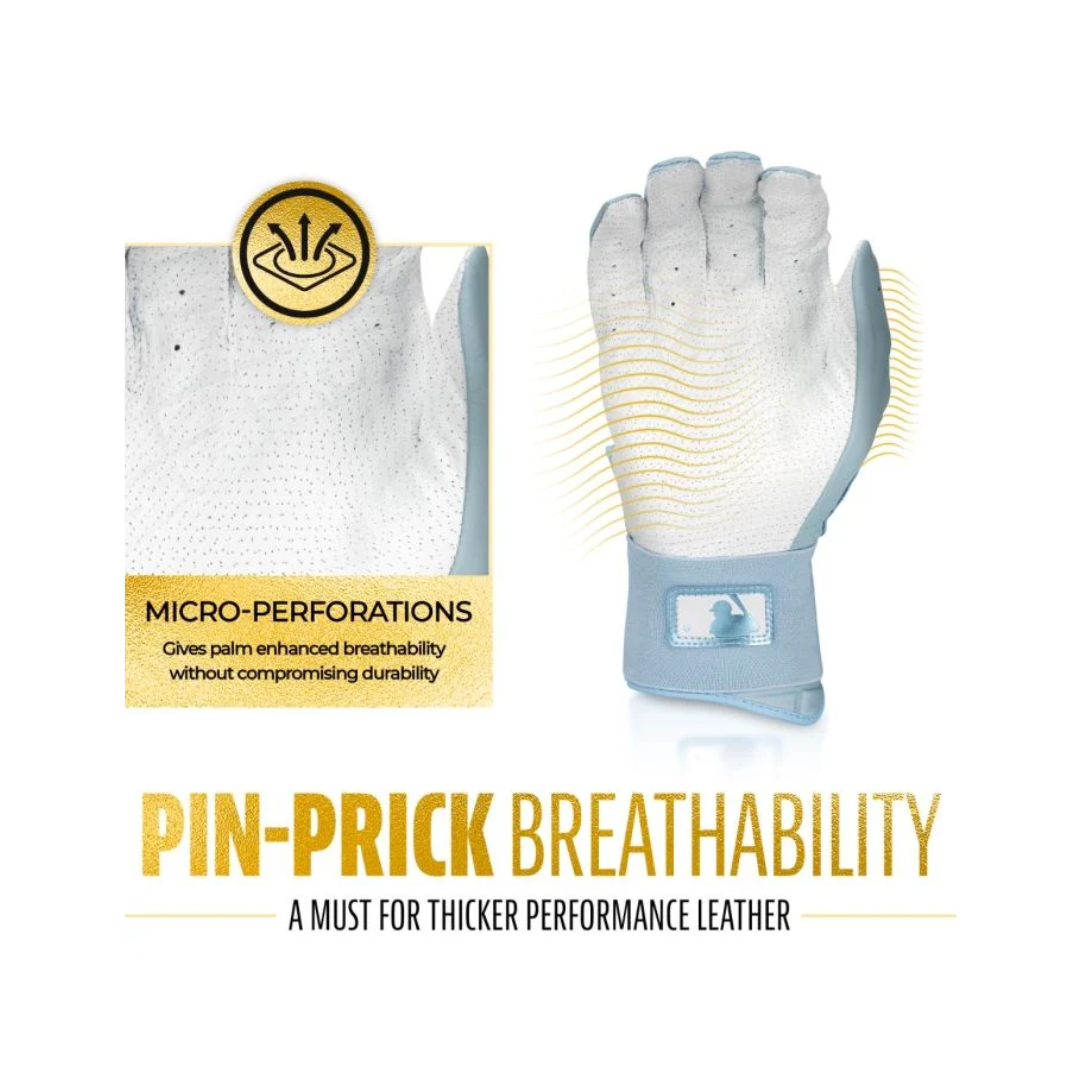 Image of Franklin Sports Infinite Hi-Lite Powerstrap Batting Gloves (Columbia Blue) - Deportes Salvador Colom
