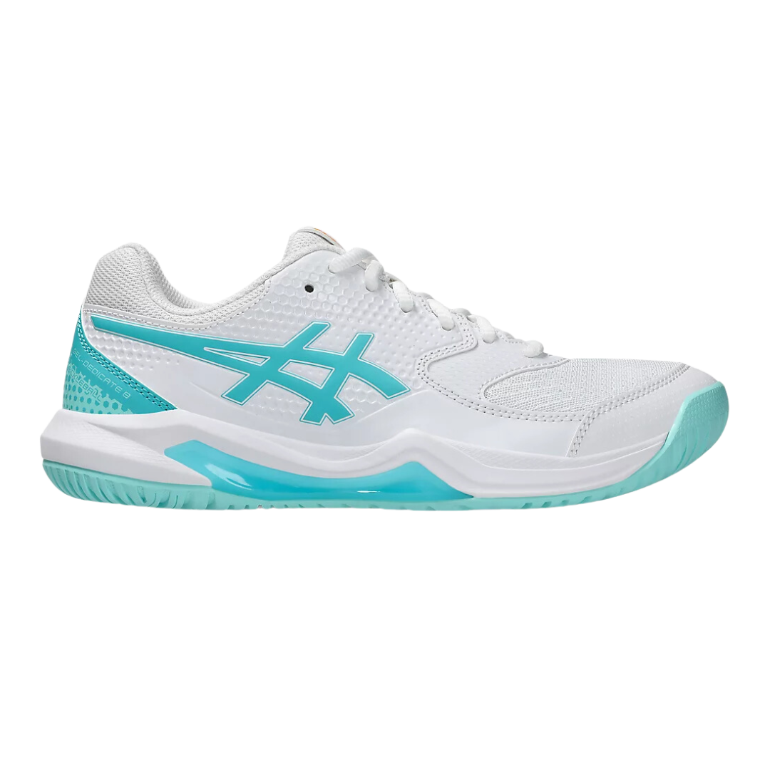 Asics Dedicate 8 Pickleball Women (White/Energy Aqua) - Deportes Salvador Colom