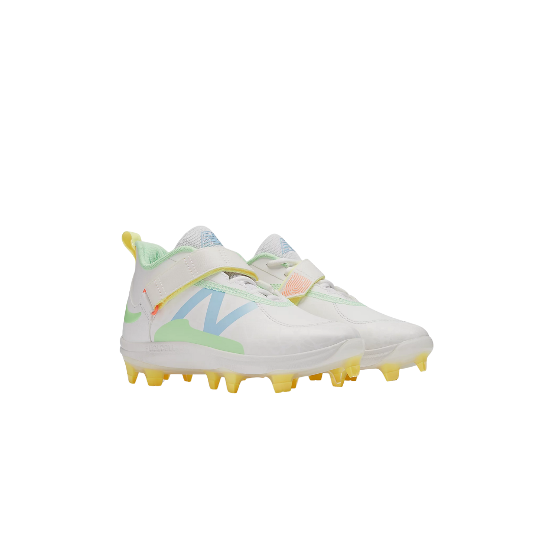 Image of New Balance Youth Lindor v2 TPU (White/Neon/Jade) - Deportes Salvador Colom