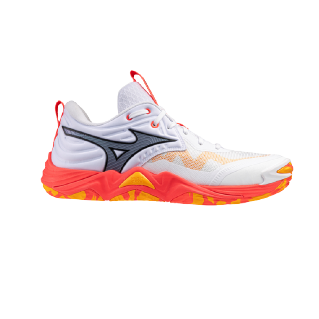 Image of Mizuno Wave Momentum 4 Elite Unisex (White/Orange/Yellow) - Deportes Salvador Colom