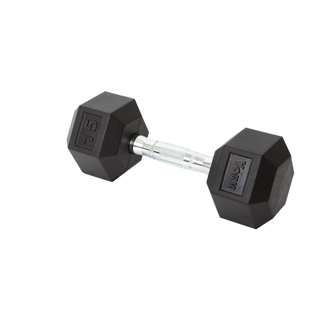 York Barbell Hex Rubber Dumbbell 15 lb - Deportes Salvador Colom