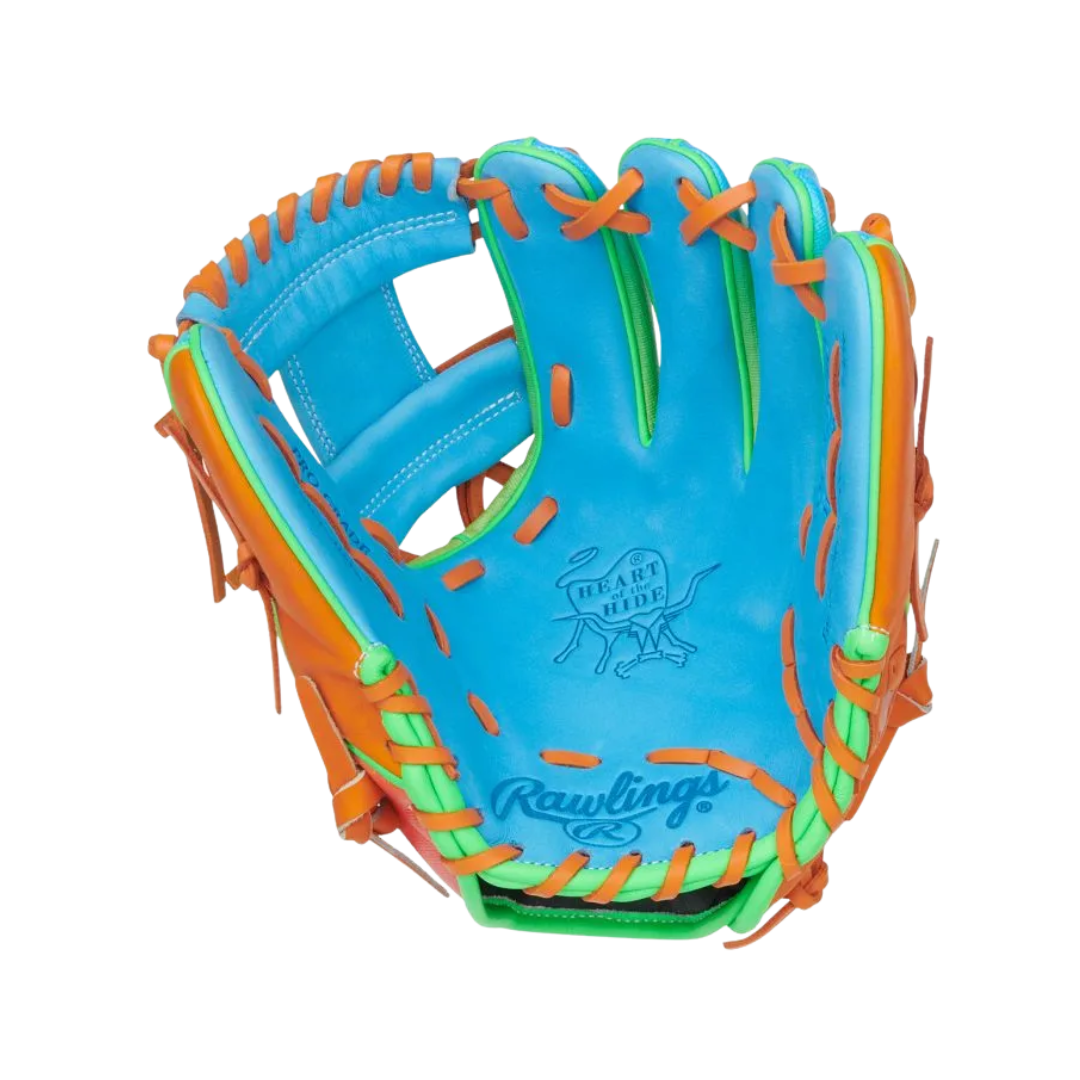 Image of Rawlings HOH Fun Burst Edition Glove (Green/Orange/Columbia Blue) 11.5''