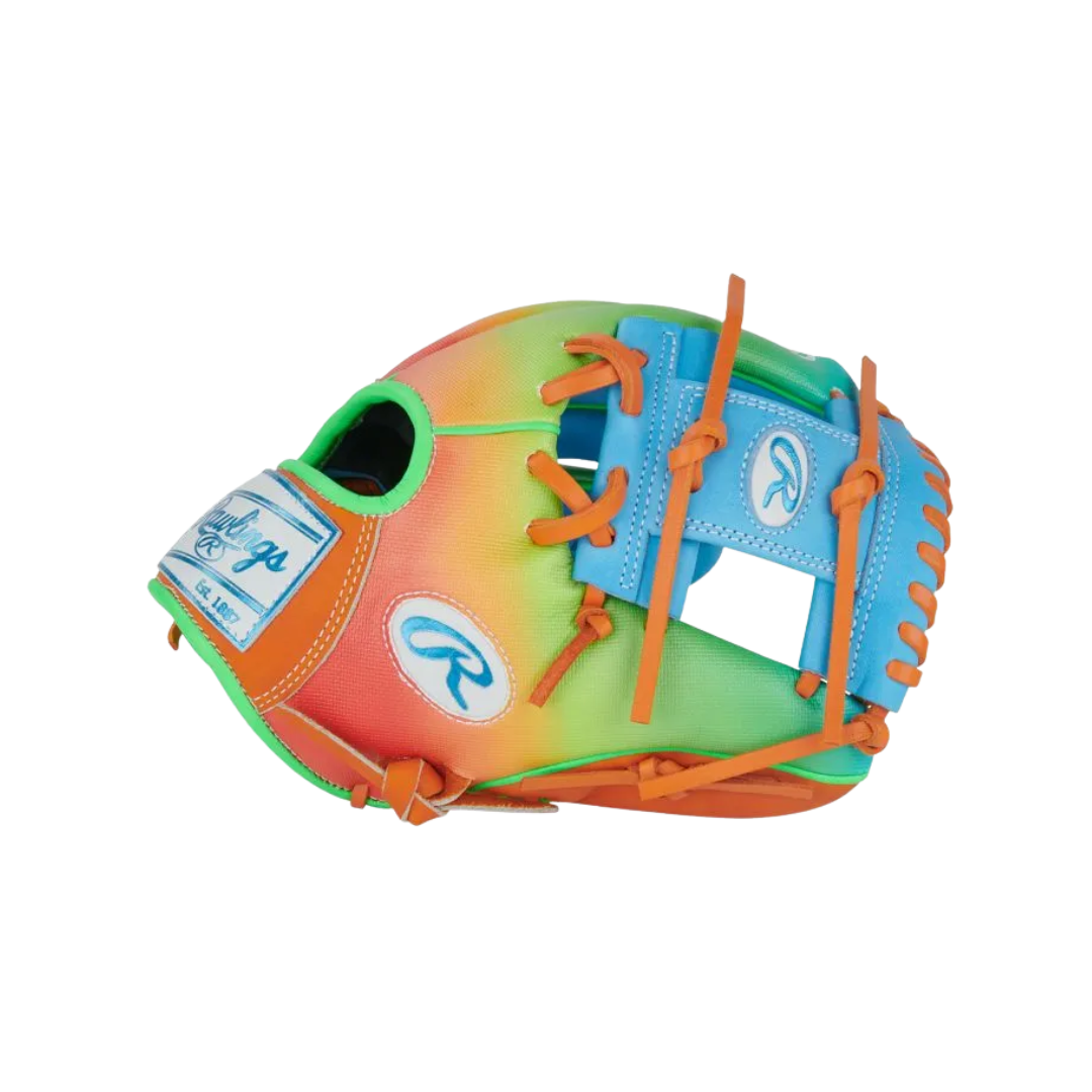 Image of Rawlings HOH Fun Burst Edition Glove (Green/Orange/Columbia Blue) 11.5''