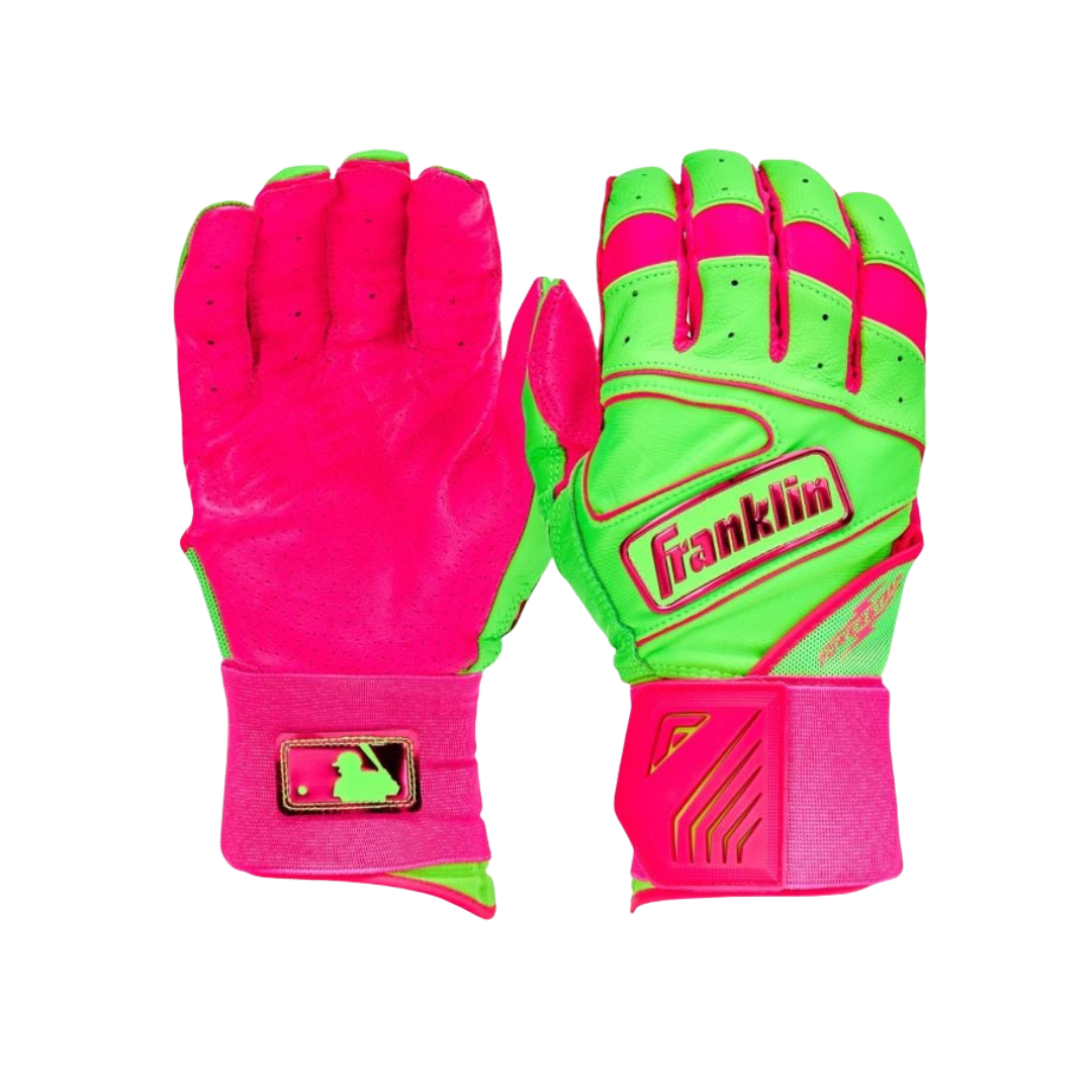 Franklin Sports Powerstrap Infinite Batting Gloves (Green/Pink)