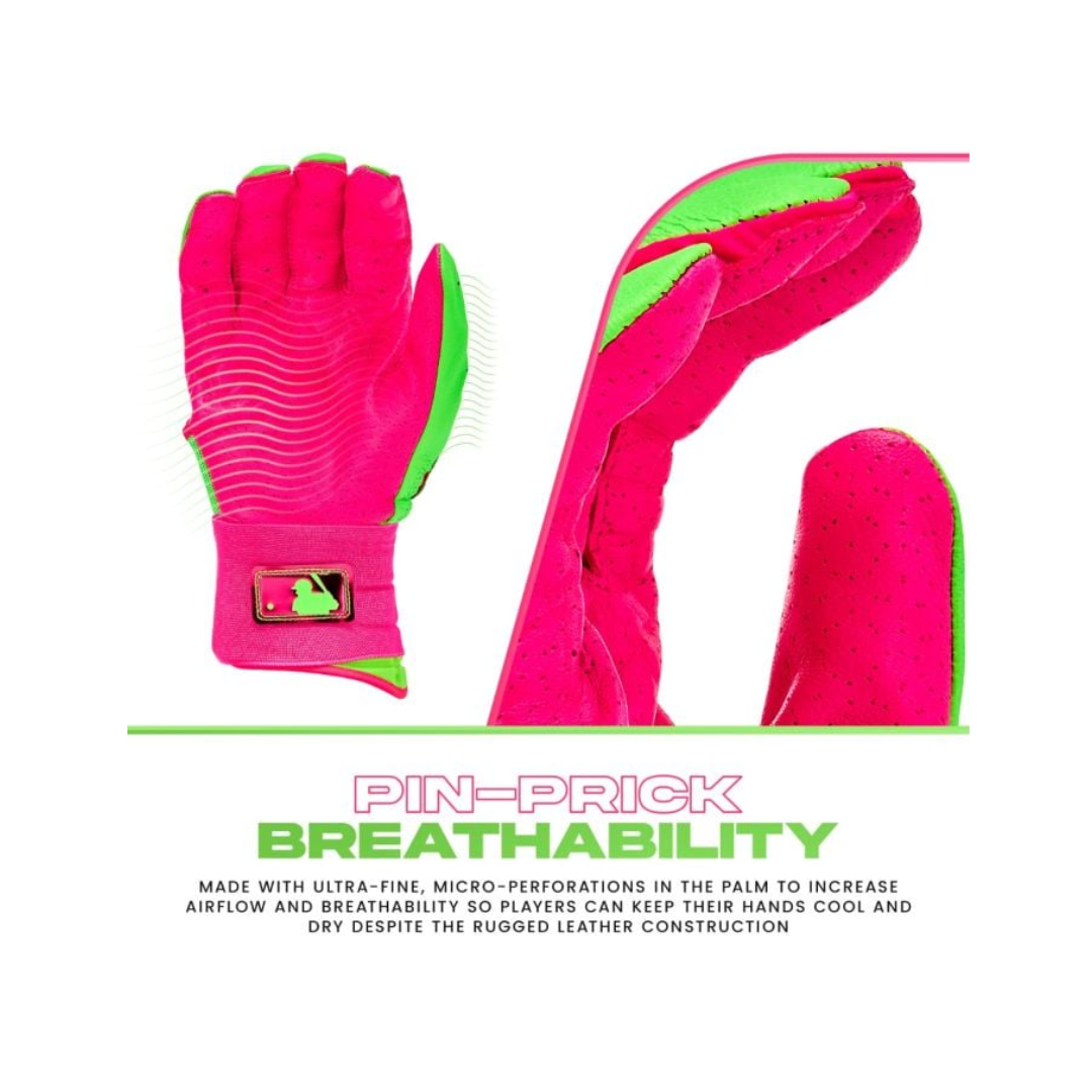 Franklin Sports Powerstrap Infinite Batting Gloves (Green/Pink)
