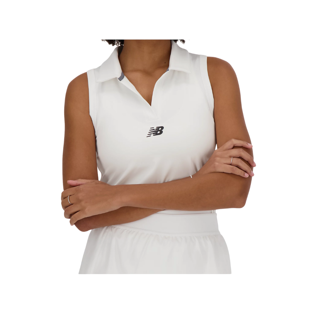 New Balance Women Collared Tournament Tank (White)