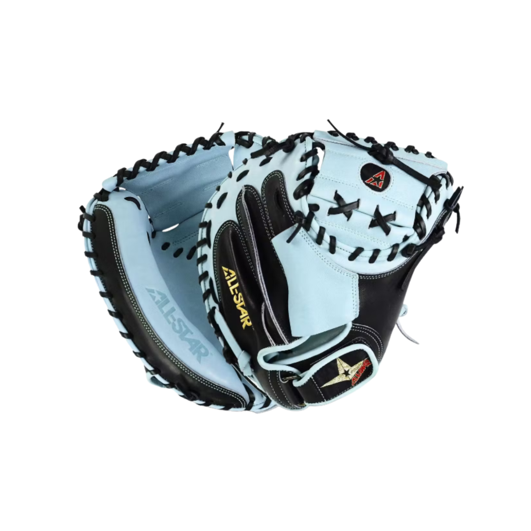 All Star Pro Elite Catcher's Mitt 34" (Black/Columbia Blue)