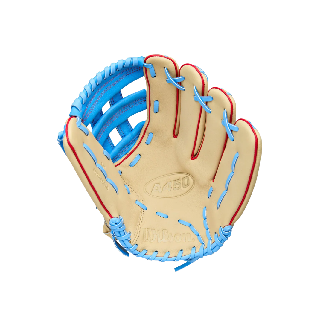 Image of Wilson A450 Youth Glove 12'' (Blonde/Columbia Blue)