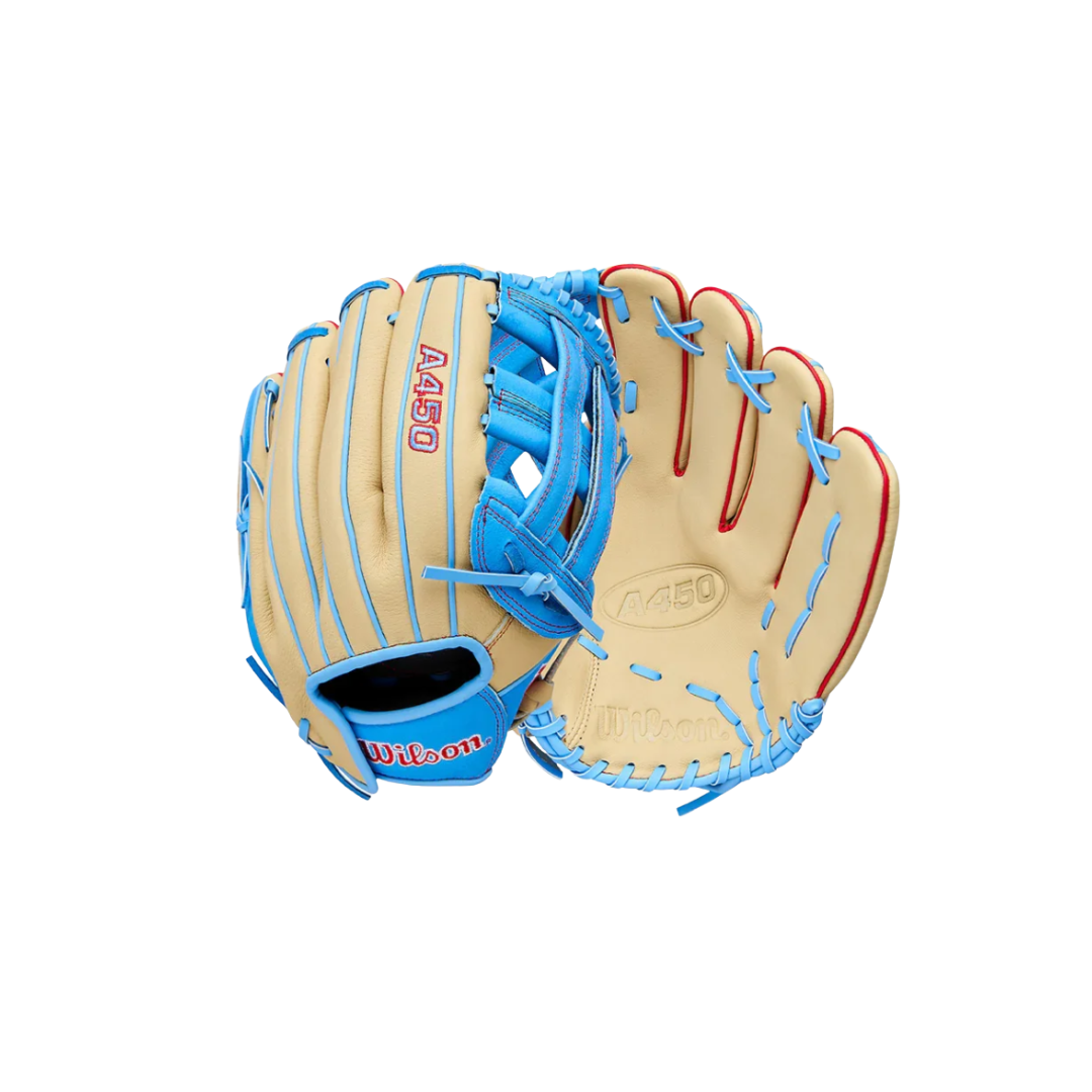 Wilson A450 Youth Glove 12'' (Blonde/Columbia Blue)